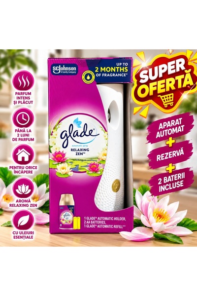 Glade Αυτόματος Ψεκαστήρας Χαλάρωσης Ζεν – Σετ αυτόματης συσκευής + ανταλλακτ...