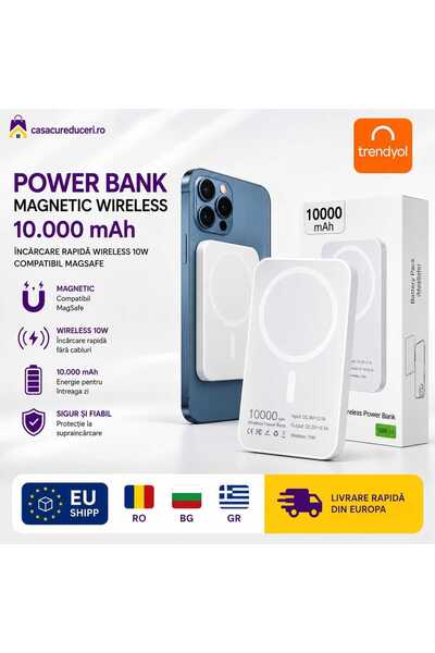 ASMXX Magnetic Power Bank 10.000 mAh, Wireless 10W, MagSafe Compatible, Εξωτε...