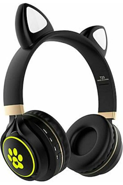 OEM Ασύρματα/Ενσύρματα Over Ear Ακουστικά T23 Cat Ear Μαύρα