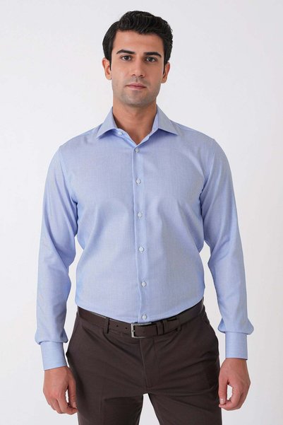 Efor Slim Fit 100% Cotton Striped Blue Shirt Gk 764