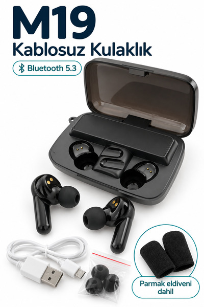 DURKHEİM M19 Bluetooth 5.3 Kablosuz Kulak İçi Kulaklık Dijital Şarj Göstergel...