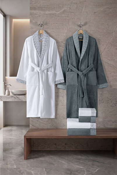 Dantela Solea 6-Piece Jacquard Cotton Bathrobe Set