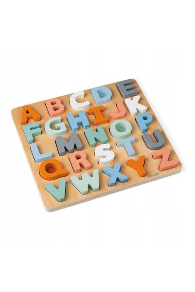 Janod Coconul Dulce - Puzzle educativ din lemn cu alfabet (26 piese)