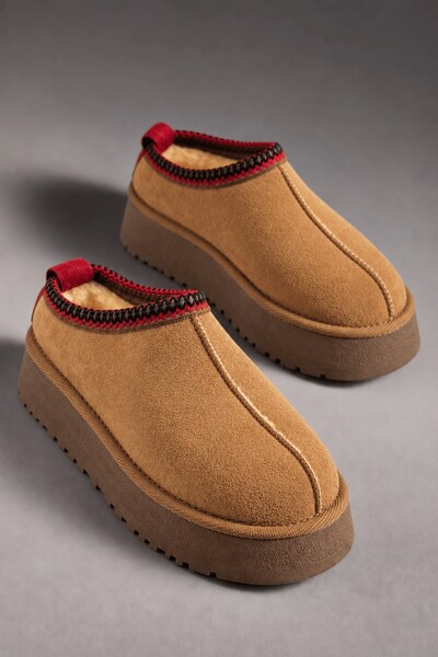 İX Cheerful Women's Suede Texture Embroidered Non-Slip Thick Sole Comfortable...