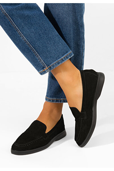 B T Shoes Γυναικεία μαύρα δερμάτινα μοκασίνια Τοβιά