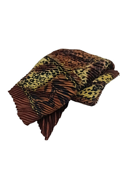 OEM Γυναικείο σατέν γκαφρέ φουλάρι με animal print