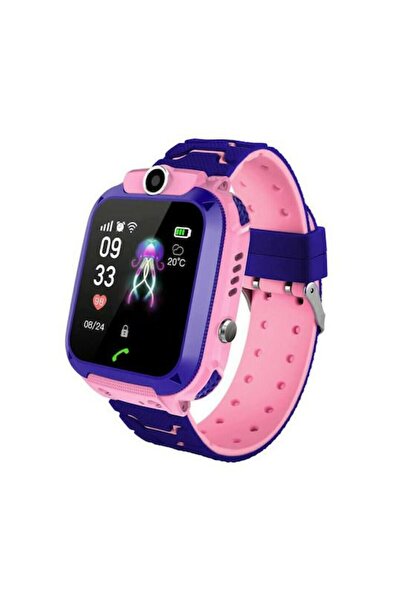 OEM Παιδικό Smartwatch Q12 με GPS και Καουτσούκ/Πλαστικό Λουράκι Ροζ-Μωβ