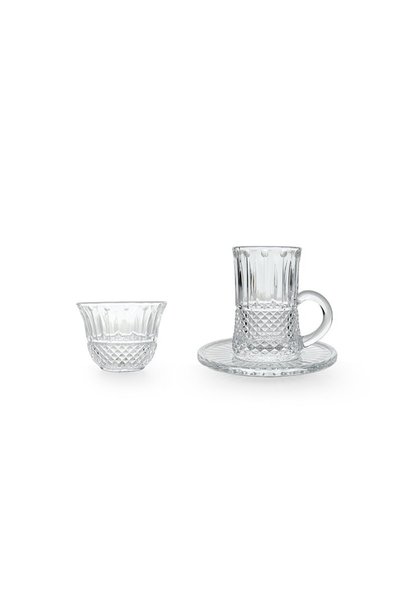Glaze طقم فناجيل وبيالات زجاج 18 قطعة