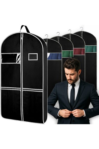 Retoo Set de 5 huse pentru haine HomeSmart, cu mânere, pentru costume, 60 cm,...