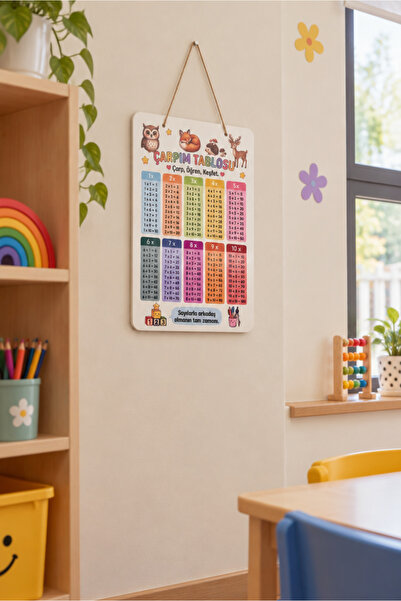 Wooden Factory Ahşap Çarpım Tablosu | Eğitici Çarpım Tablosu Poster | Çocukla...