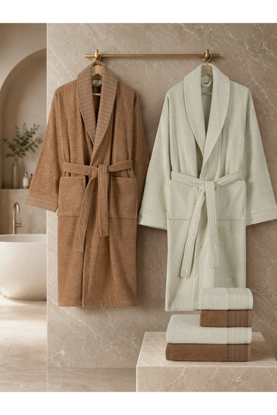 Dantela Nara 6-Piece Jacquard Cotton Bathrobe Set