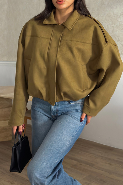 MODA DURAĞI Μπουφάν Bomber με όψη σουέντ