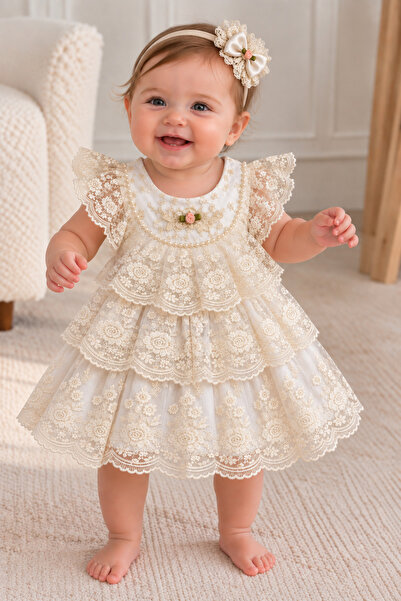 Harry&Millie Baby Girl Ruffled Lace Dress Mevlüt Dress Baby Gift Full Set