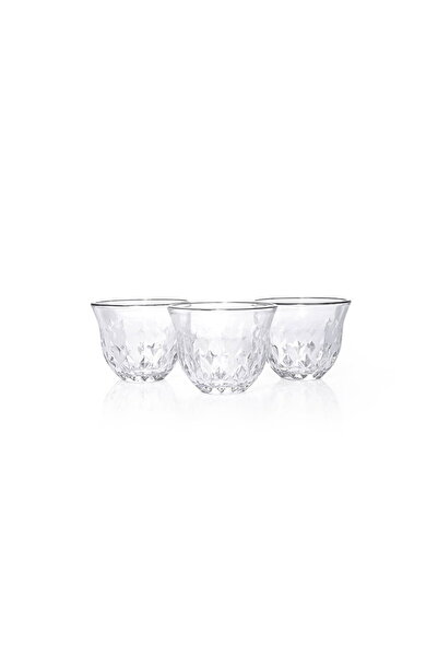 Glaze طقم فناجيل زجاج خط فضي 6 حبات