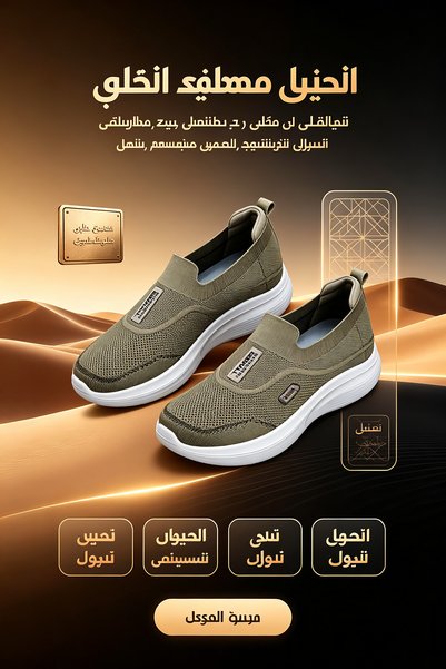 Glory One Mart حذاء رياضي بدون رباط صناعة سعودية | قماش محبوك قابل للتنفس، نع...