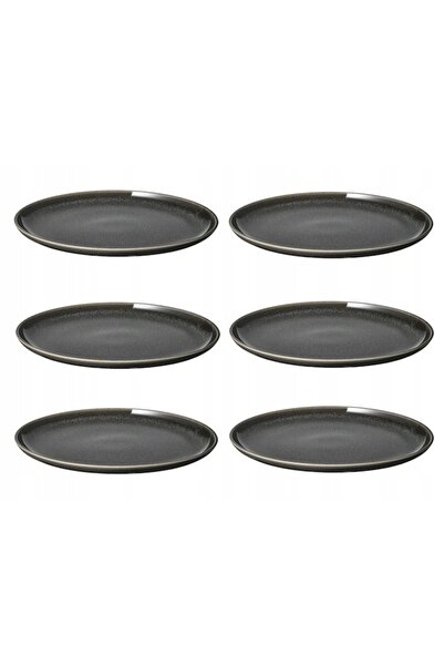 IKEA Veselă GLADELIG, Farfurie, gri închis, 20 cm, 6 bucăți, 1 kg