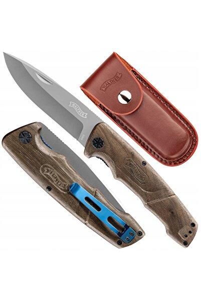 Walther CUȚIT PLIABIL DE EXTERIOR BWK 7 Oțel 440C Lemn de nuc 10,4 cm