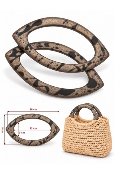 angel çanta aksesuar Mink Color Brown Patterned Acrylic Look Bag Handle Kayak...