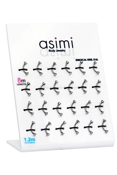 ASIMI Σκουλαρίκια Μπανάνα με Ζιργκόν 1.2X8X3/3 χιλ. Χειρουργικό Ατσάλι 316 L