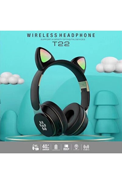 OEM Ασύρματα Ακουστικά Cat Headphones Black