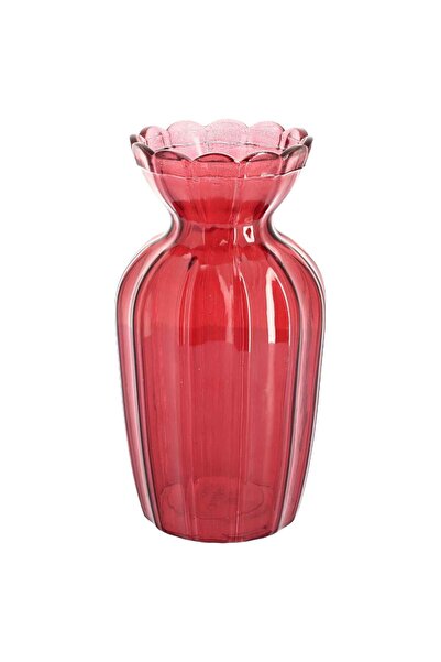 Beauty Home Γυάλινο Βάζο Έλιο Κόκκινο Ø10 x 19.5 εκ.