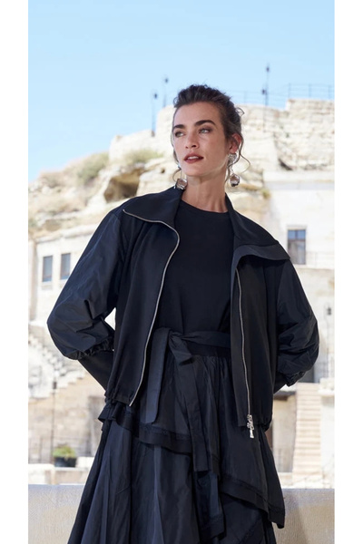 MissWhence Layered Detailed Jacket Dress Set 40809 Black