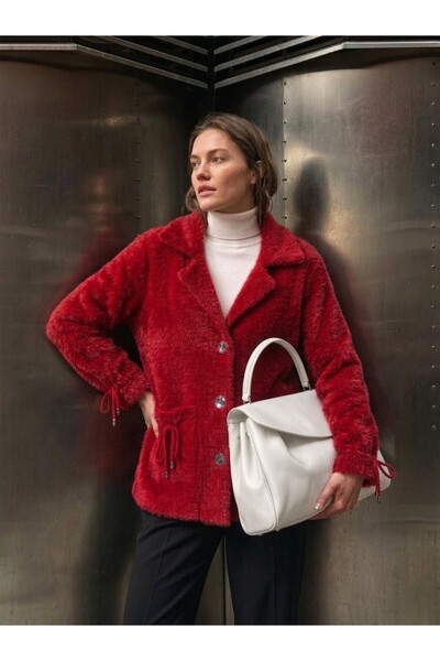 onno style women Angora Beard Yarn Knitted Women's Jacket