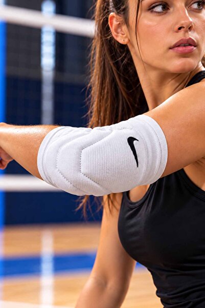 Voleybol Dirsekliği Siyah/Beyaz Pedli Spor Dirsek Koruyucu Salon Sporları İçin