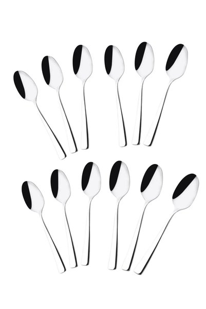 Yüsra Shop 12 luxury dessert spoons flat model (stainless steel)
