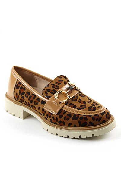 mm Pantofi de dama , comozi , cu accesoriu auriu si animal print A10501-LEOPARD