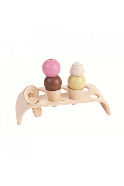 PLANTOYS Ice Cream Set — Wooden Pretend Play Set