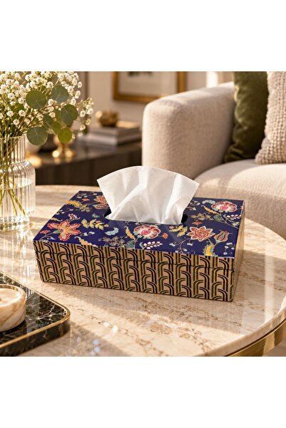 Pozzi Milano Glamour MDF Peçetelik - Mavi - 24 x 14 x 8 cm