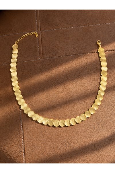 Çelik 14 Ayar Renkli 43 cm Pul Detaylı Kolye – Gold Zincir Kolye