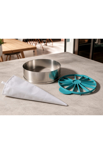 artizanmutfak Cheesecake Circle with Base 26 cm (H:6 cm) + Cake Slicer (10/12...