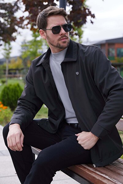 Fulla Moda Water Repellent Windproof Coat with Fur Inside the Polo Collar
