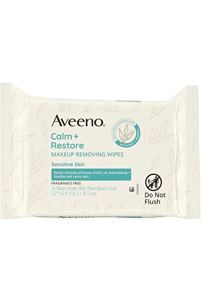 AVEENO مناديل إزالة المكياج المغذية والملطفة للبشرة، مصنوعة من قماش نباتي 100...