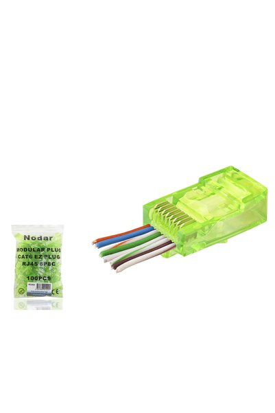 Lovesta Home موصل Cat6 Ez Rj45 - 100 قطعة في حزمة أكياس خضراء/اقتصادية ND2409