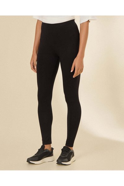 REDTAG Women Black Plain Anti-Pilling Leggings