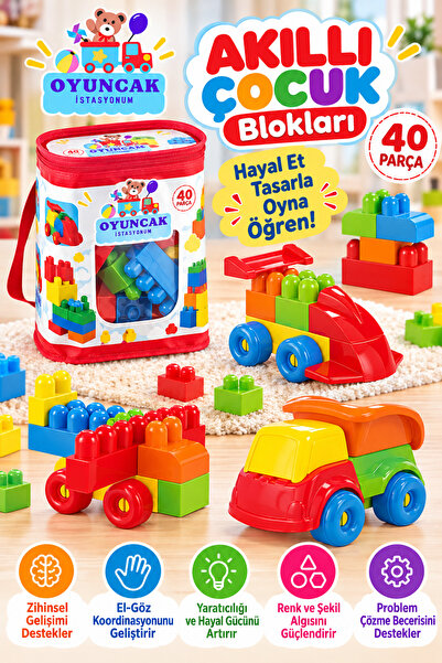 Akıllı Çocuk 40 Parça Eğitici Yapı Blokları