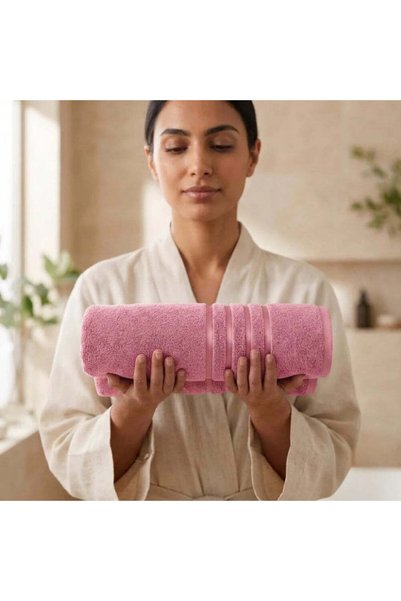 BYFT Home Serene Bath Towel, 70 x 140 Cm, 550 GSM, 100% Cotton, Soft Absorbent Quick Dry Bathroom Towel, Light Pink, Set of 01