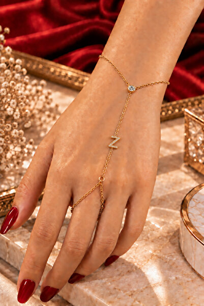 ATÖLYE ALBATROS Şahmeran - Lettered Zircon Stone Steel Women's Şahmeran