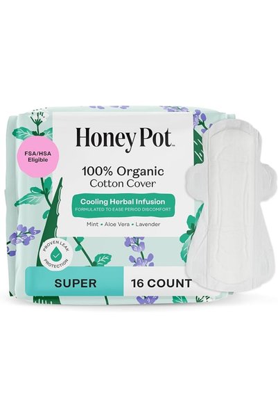 The Honey Pot Company - Herbal Sanitary Pads for Women - Regular Flow w/Wings...