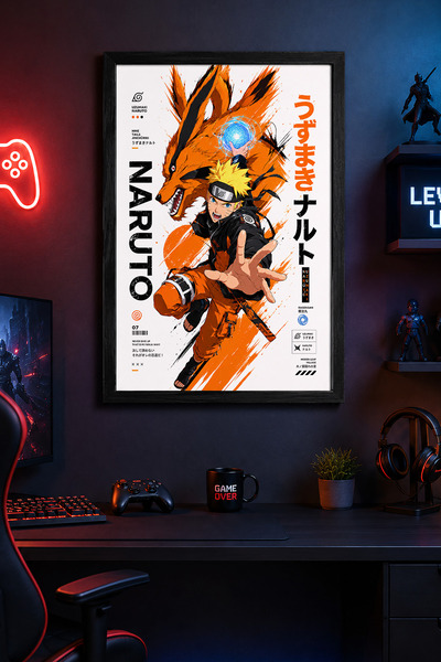 Charmbi Poster Naruto înrămat în lemn, pictură de perete cadou, imprimare pre...