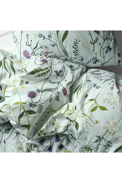 IKEA çift kişilik nevresim seti , mavi-çiçek desenli, 240x220/50x60 cm