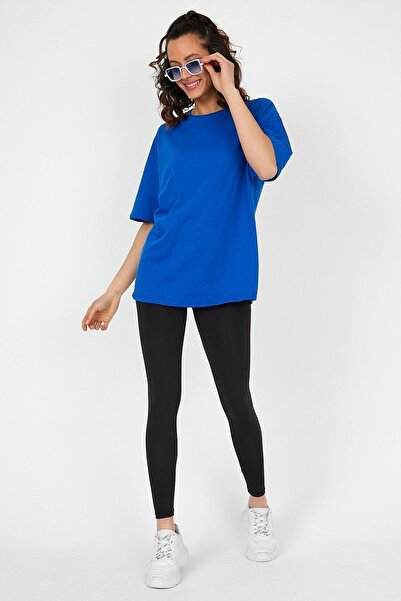 luci sports Baby Boy Blue Oversize Loose Fit Solid Color T-shirt
