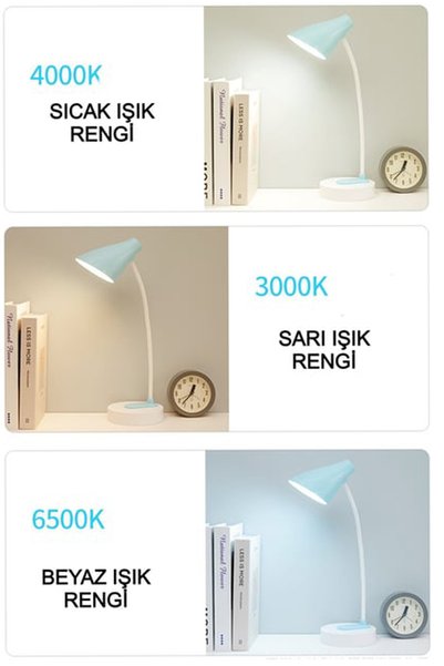 AYACO Akrobatik Şarjlı Dokunmatik 20 LED Masa Lambası 3 Renk Işık Modlu Flexible Çalışma ve Okuma Lambası WB-1950
