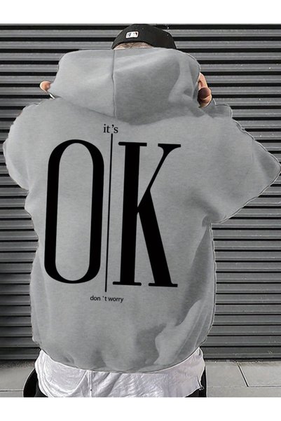 one button هودي للجنسين للرجال/النساء مطبوع عليه It's Ok Don't Worry، هودي فا...