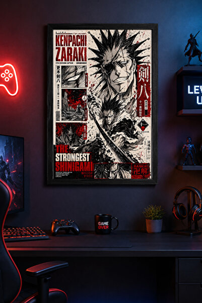 Charmbi Bleach Kenpachi Black Framed Modern Wall Painting Custom Coating Post...