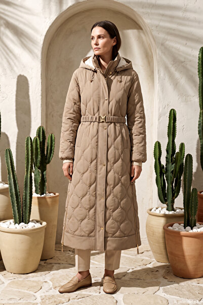 Levidor Inflatable Quilted Coat with Zipper and Snap Fastener Detail on the F...