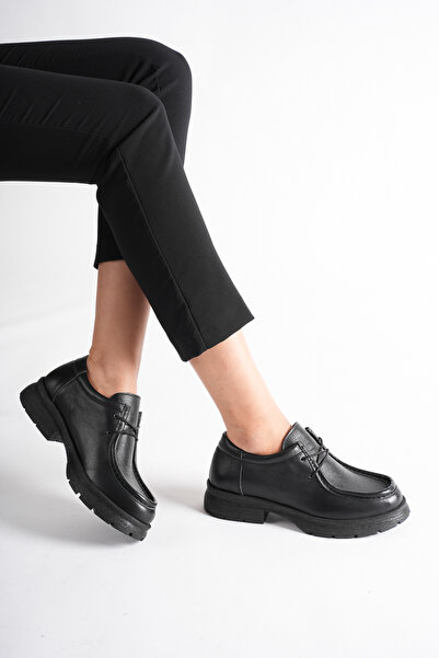 ANALİN SHOES Women's Genuine Leather Light Sole Lace-Up Loafer Shoes